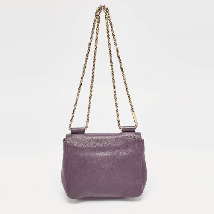 Pre Owned Chloe Purple Leather Small Elsie Chain Shoulder Bag