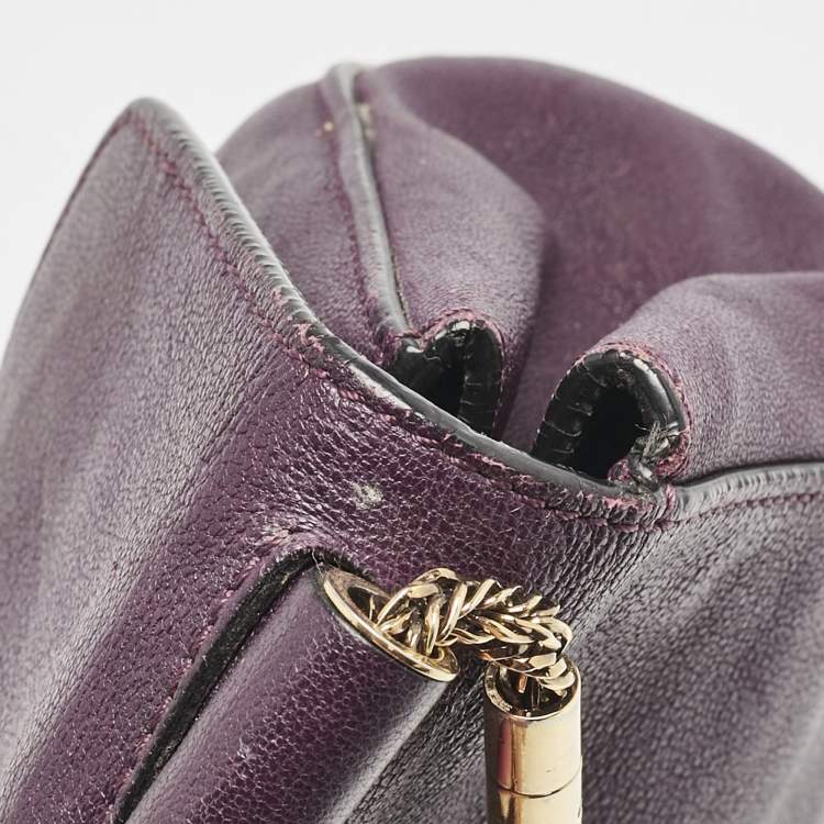 Pre Owned Chloe Purple Leather Small Elsie Chain Shoulder Bag