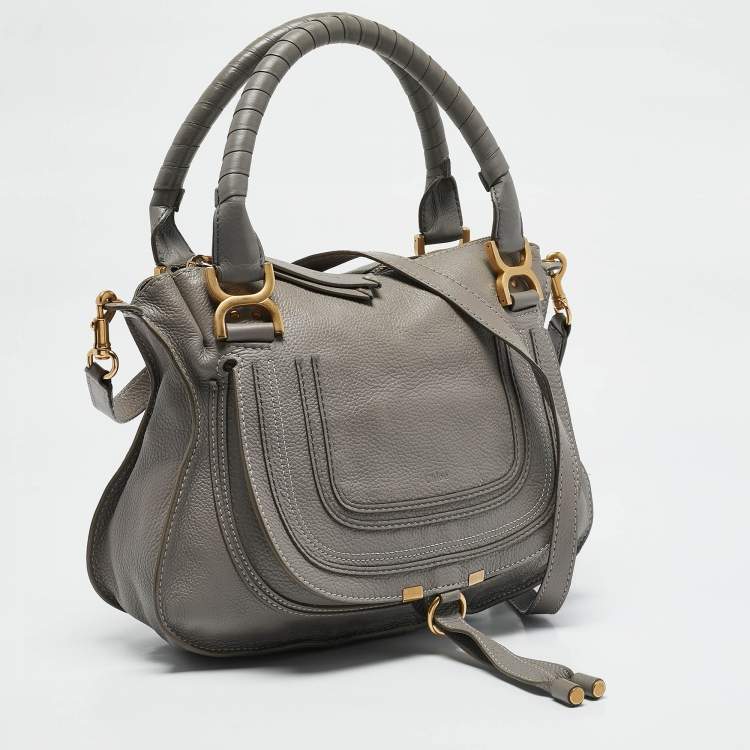 Pre Owned Chloe Grey Leather Medium Marcie Shoulder Bag