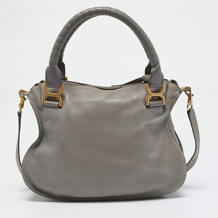 Pre Owned Chloe Grey Leather Medium Marcie Shoulder Bag