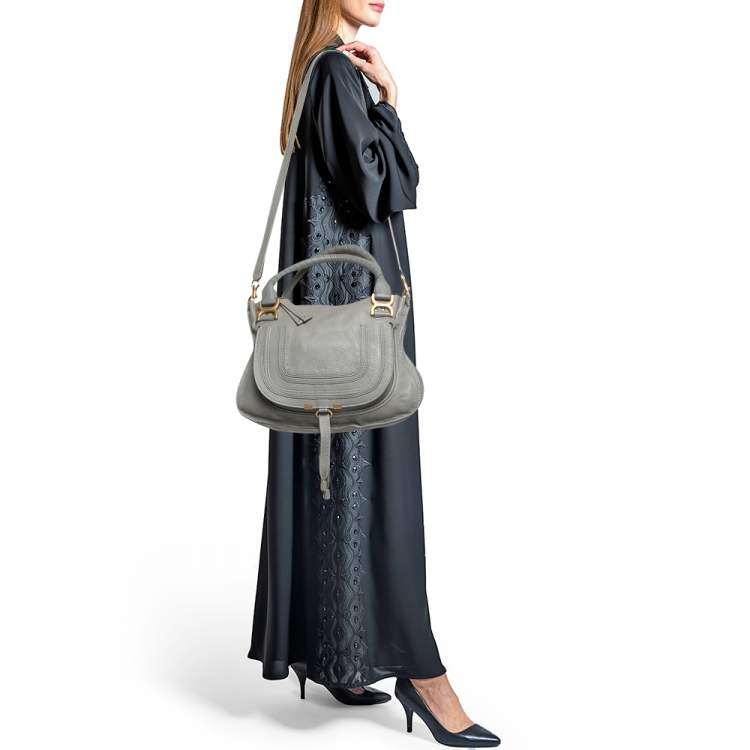 Pre Owned Chloe Grey Leather Medium Marcie Shoulder Bag