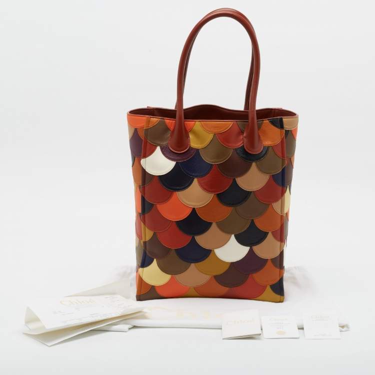 Pre Owned Chloe Multicolor Leather Large Patchwork Joyce Tote