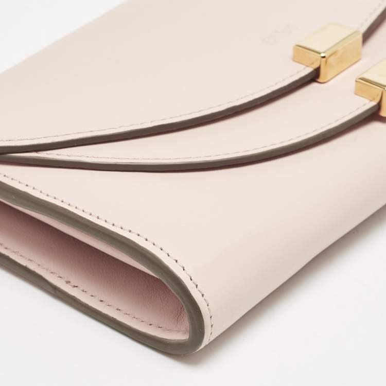 Pre Owned Chloe Beige Leather Georgia Flap Continental Wallet