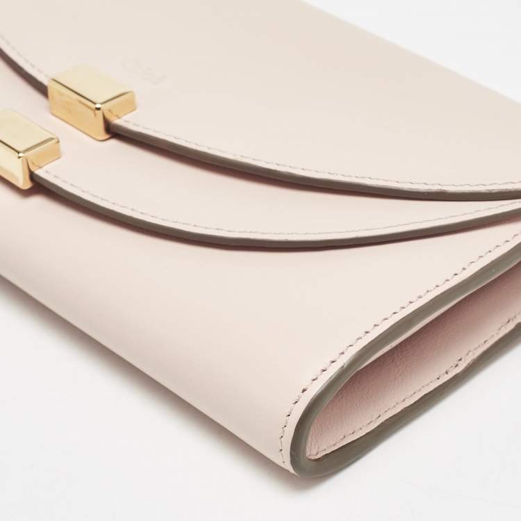 Pre Owned Chloe Beige Leather Georgia Flap Continental Wallet