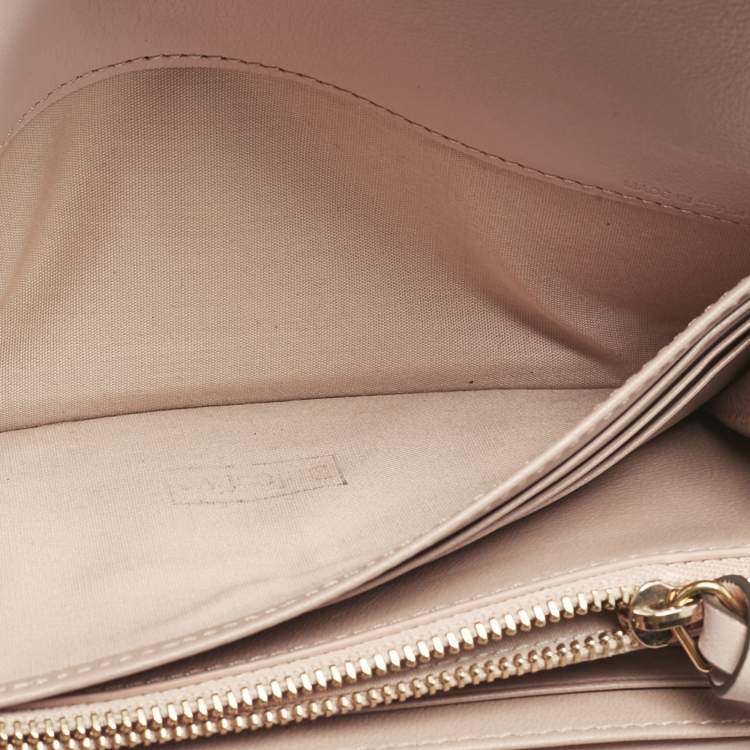 Pre Owned Chloe Beige Leather Georgia Flap Continental Wallet