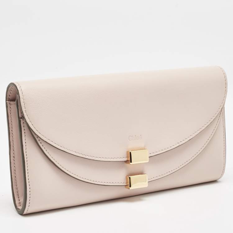 Pre Owned Chloe Beige Leather Georgia Flap Continental Wallet