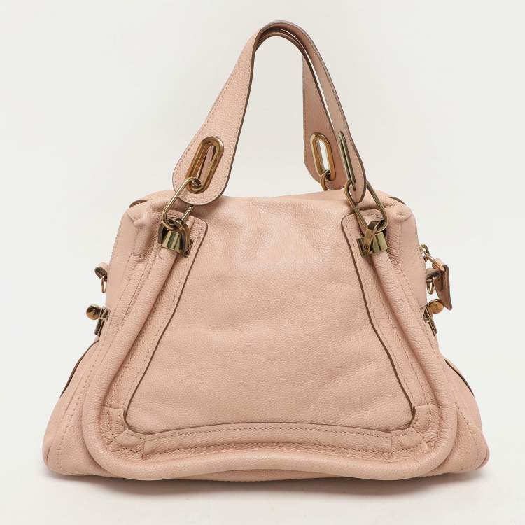 Pre Owned Chloe Peach Leather Medium Paraty Bag