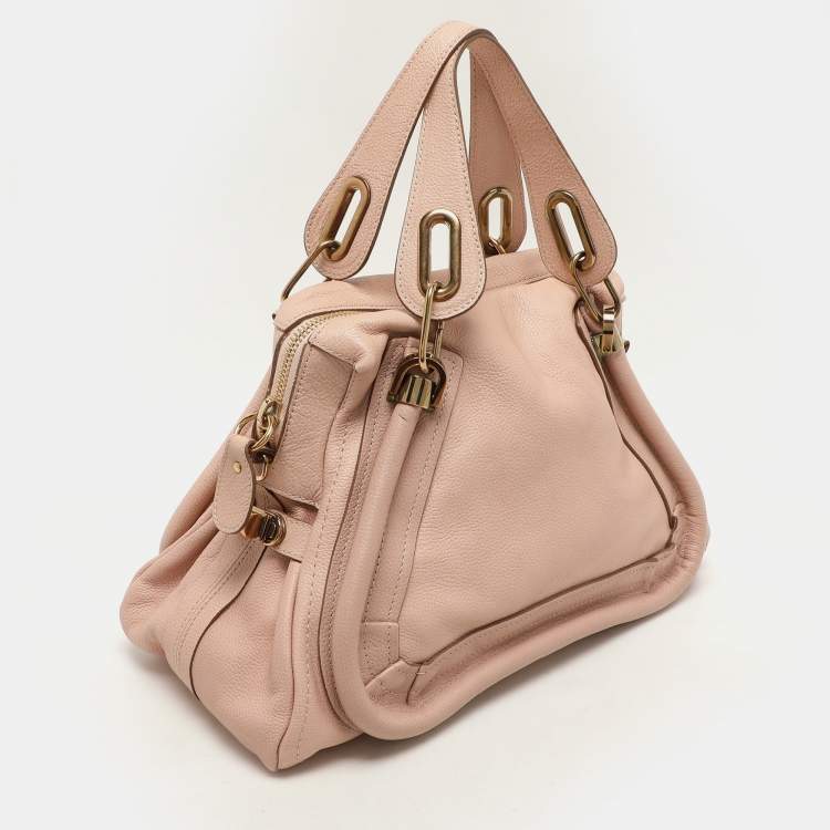 Pre Owned Chloe Peach Leather Medium Paraty Bag