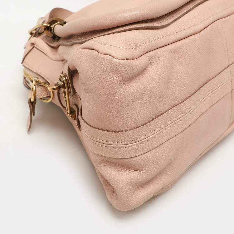 Pre Owned Chloe Peach Leather Medium Paraty Bag