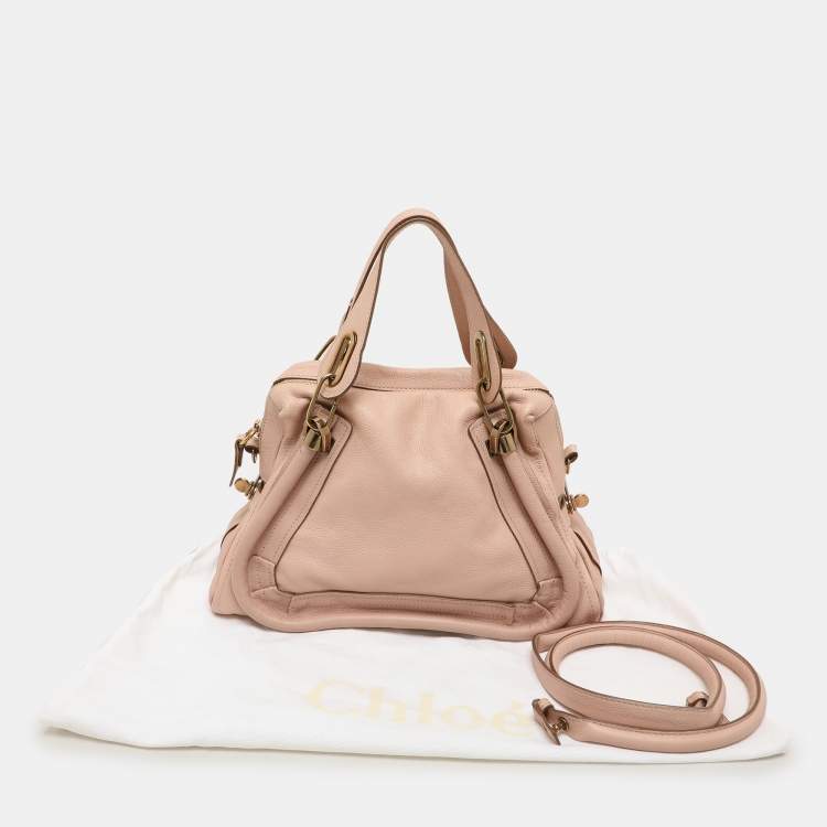 Pre Owned Chloe Peach Leather Medium Paraty Bag