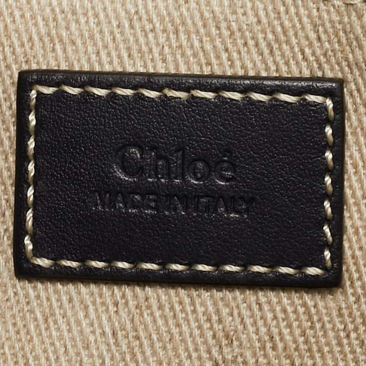Pre Owned Chloe Black/Beige Canvas Medium Woody Tote