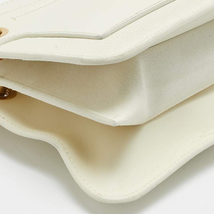 Pre Owned Chloe White Leather Double Zip Roy Shoulder Bag