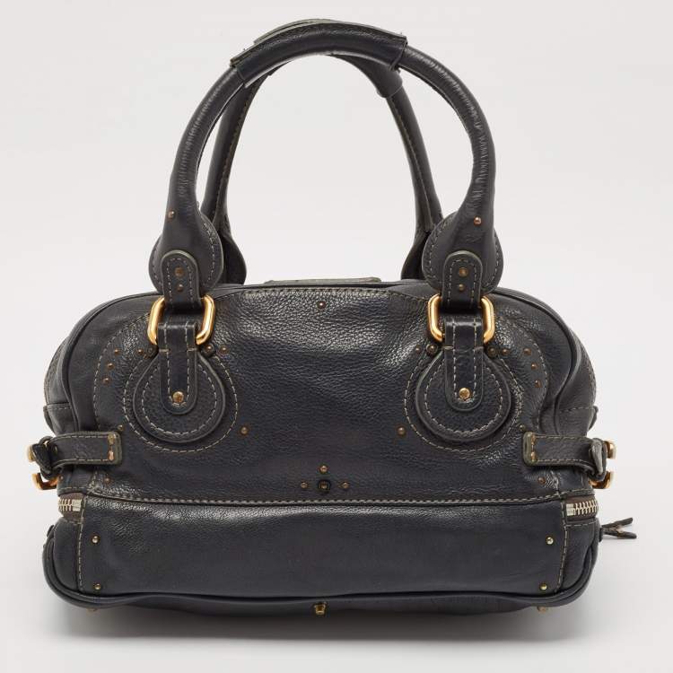 Pre Owned Chloe Navy Blue Leather Medium Paddington Satchel