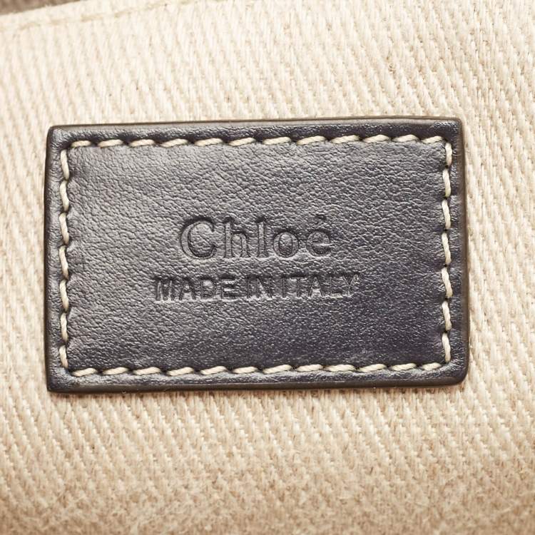 مملوكة مسبقًا Chloe Black/Beige Canvas Medium Woody Tote