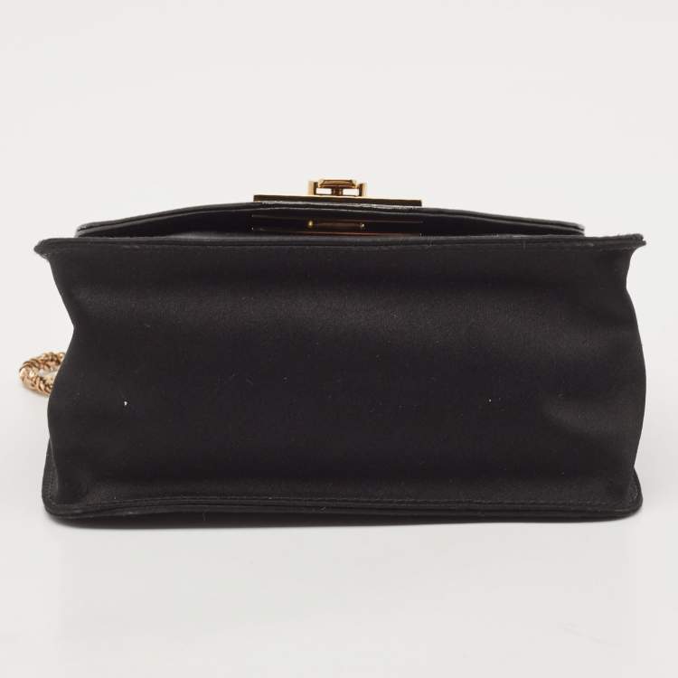 Pre Owned Chloe Black Satin and Patent Leather Mini Sally Shoulder Bag