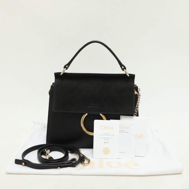 Pre Owned Chloé Black Leather and Suede Small Faye Shoulder Bag