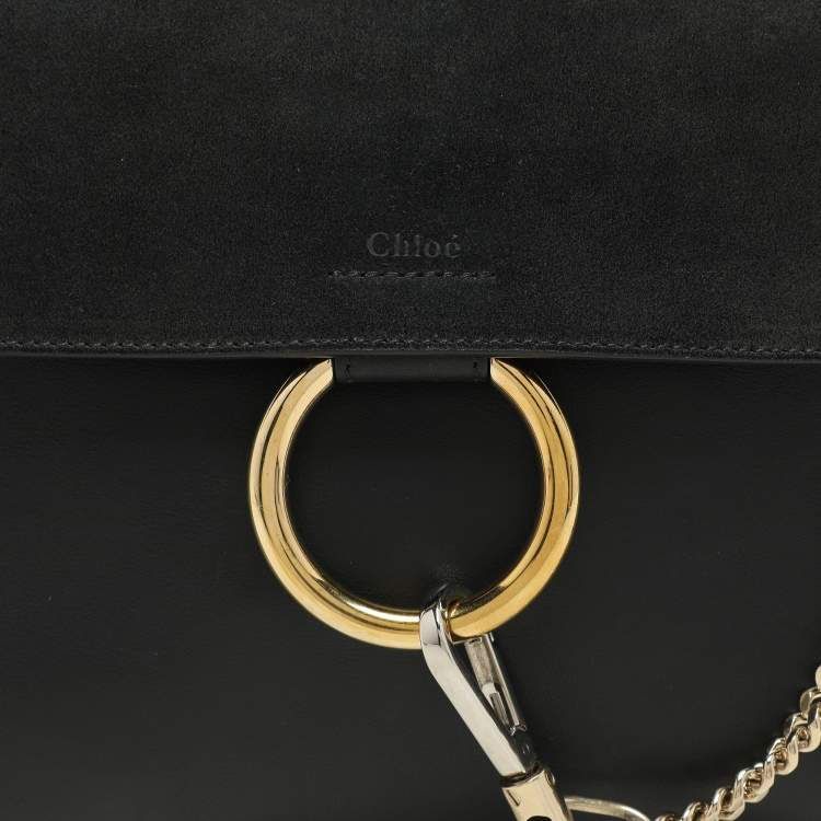 Pre Owned Chloé Black Leather and Suede Small Faye Shoulder Bag