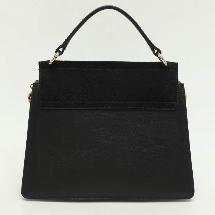 Pre Owned Chloé Black Leather and Suede Small Faye Shoulder Bag