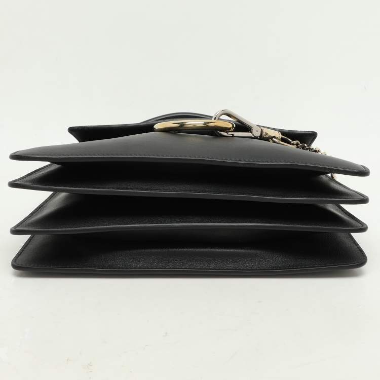 Pre Owned Chloé Black Leather and Suede Small Faye Shoulder Bag