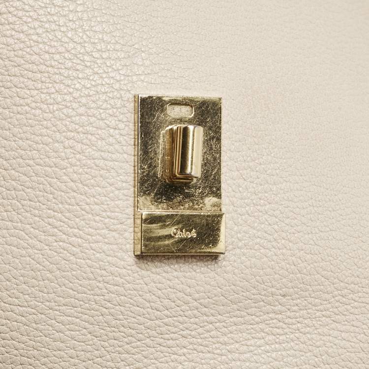 Pre Owned Chloe Light Beige Leather Medium Drew Shoulder Bag