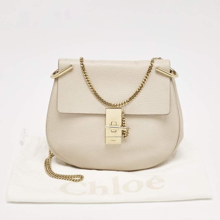 Pre Owned Chloe Light Beige Leather Medium Drew Shoulder Bag