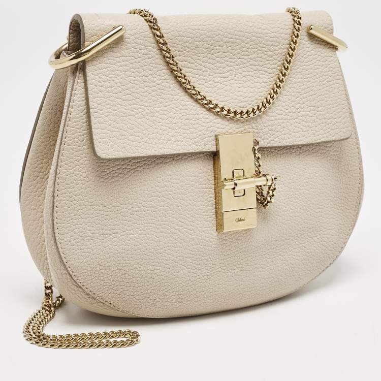 Pre Owned Chloe Light Beige Leather Medium Drew Shoulder Bag