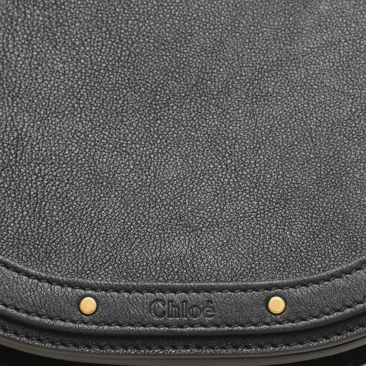 Pre Owned Chloé Black Leather and Suede Small Nile Bracelet Crossbody Bag
