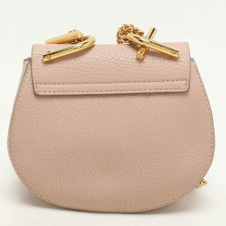 Pre Owned Chloe Peach Leather Nano Drew Shoulder Bag