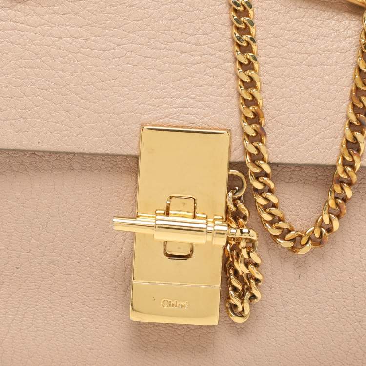 Pre Owned Chloe Peach Leather Nano Drew Shoulder Bag