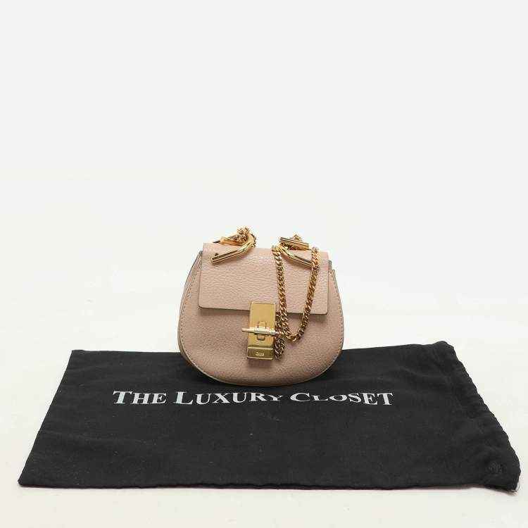 Pre Owned Chloe Peach Leather Nano Drew Shoulder Bag