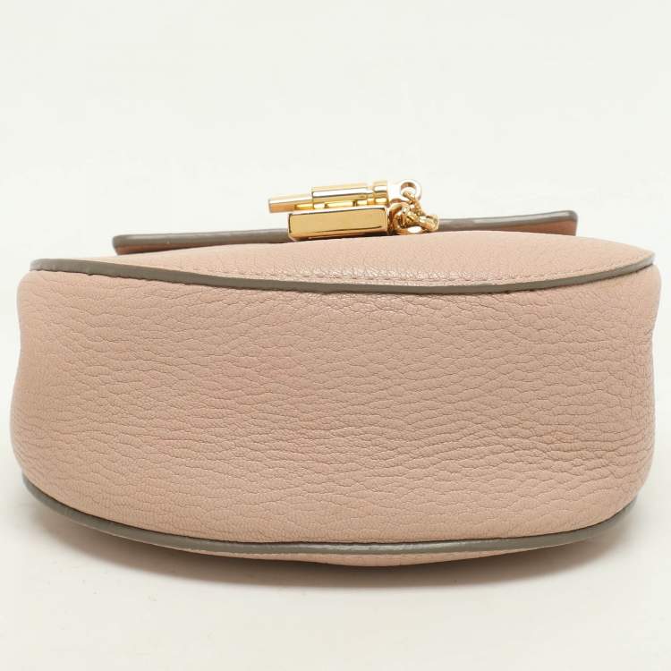 Pre Owned Chloe Peach Leather Nano Drew Shoulder Bag