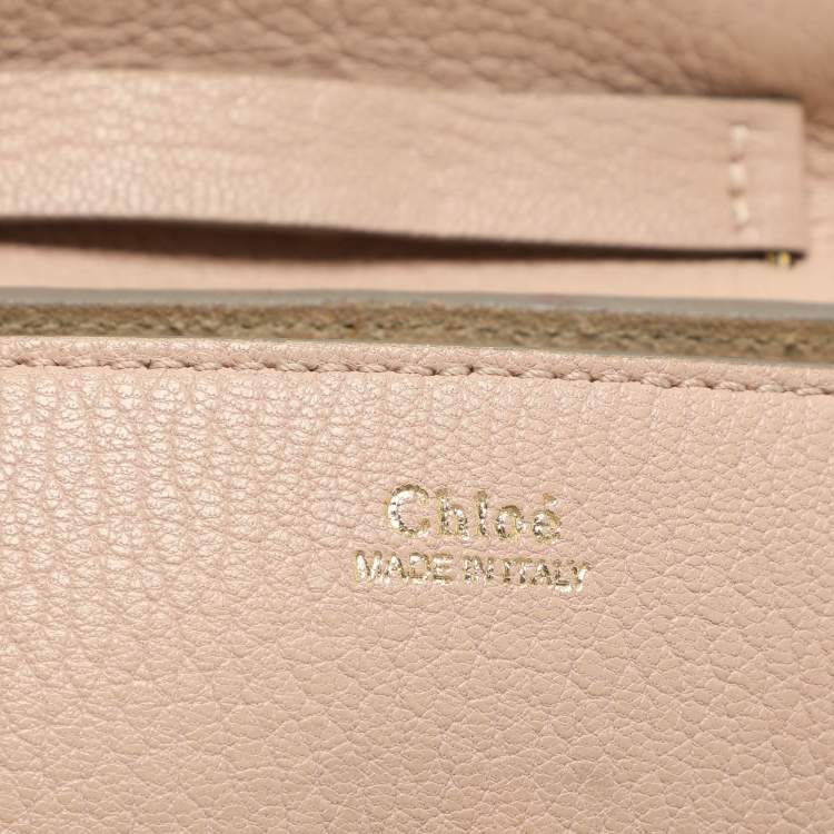 Pre Owned Chloe Peach Leather Nano Drew Shoulder Bag