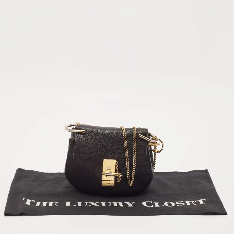 Pre Owned Chloé Black Leather Mini Drew Chian Shoulder Bag