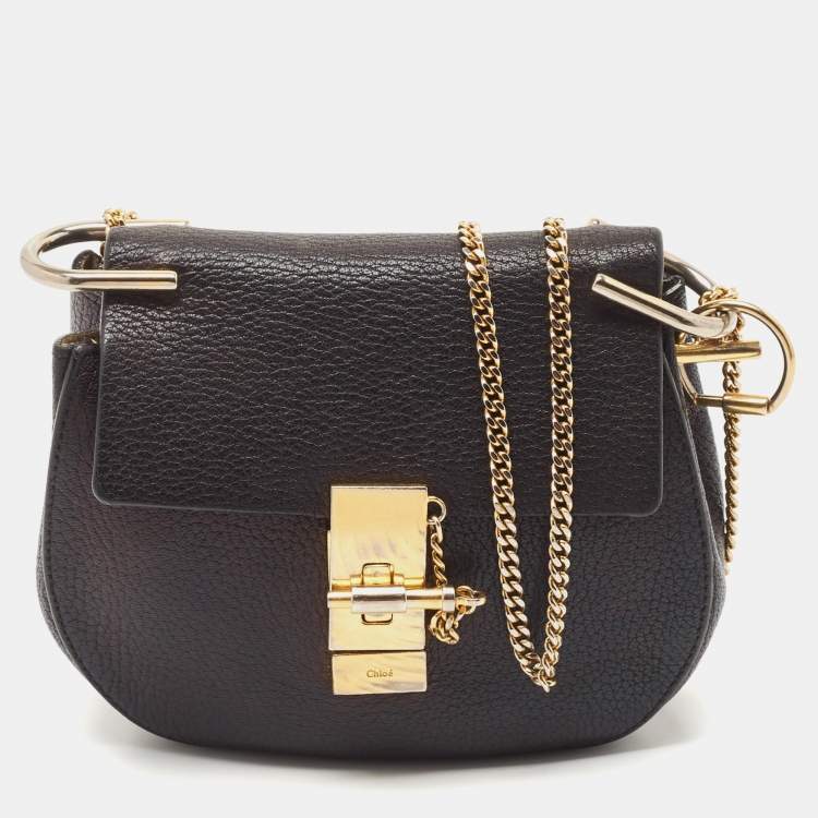 Pre Owned Chloé Black Leather Mini Drew Chian Shoulder Bag