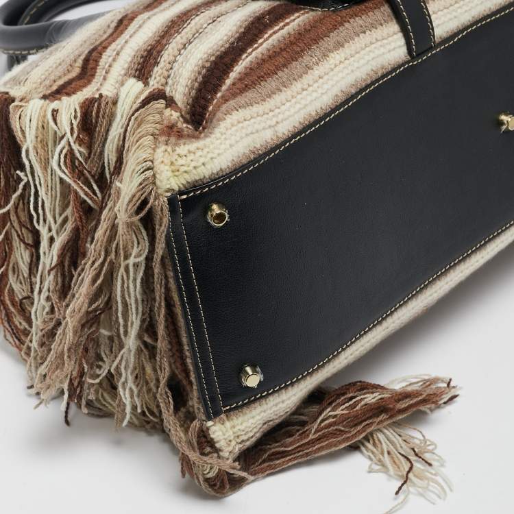 Pre Owned Chloe Black/Multicolor Cashmere and Leather Large Edith Satchel