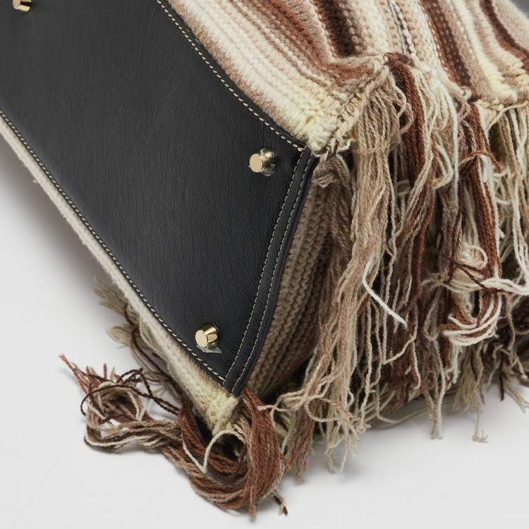 Pre Owned Chloe Black/Multicolor Cashmere and Leather Large Edith Satchel