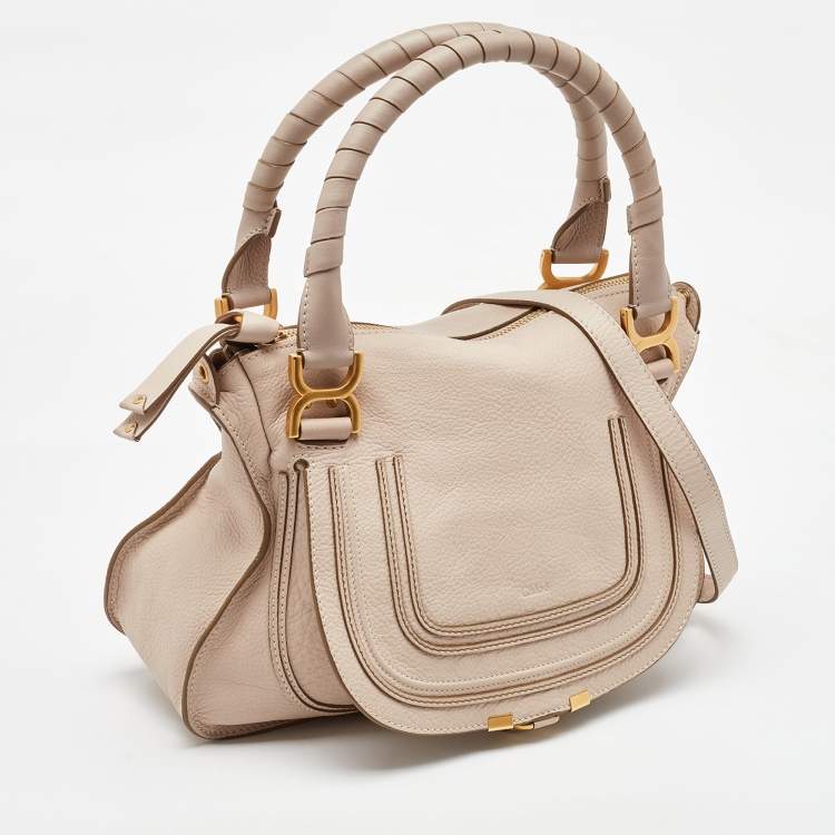 Pre Owned Chloe Off White Grained Leather Marcie Shoulder Bag