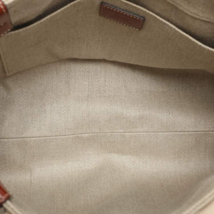Pre Owned Chloe Copper Brown/Beige Canvas and Leather Medium Woody Tote