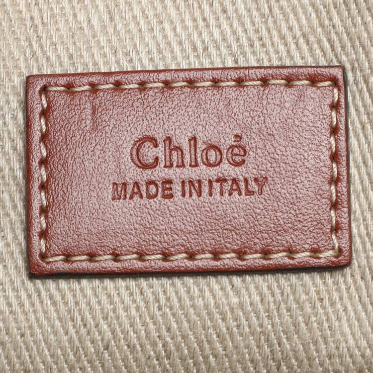 Pre Owned Chloe Copper Brown/Beige Canvas and Leather Medium Woody Tote