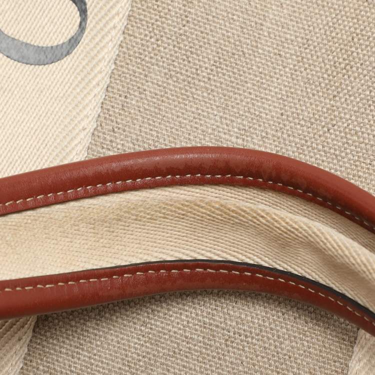 Pre Owned Chloe Copper Brown/Beige Canvas and Leather Medium Woody Tote