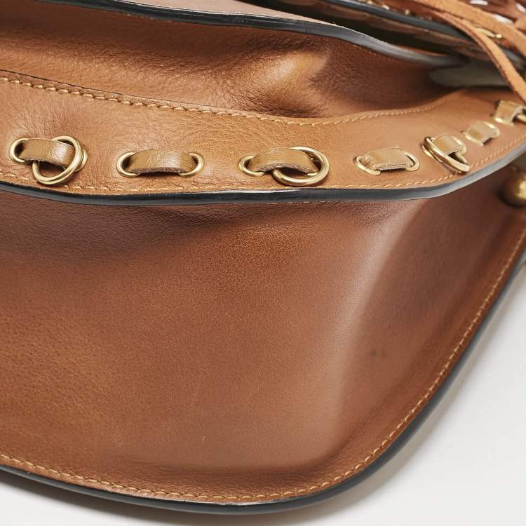 Pre Owned Chloe Brown Leather Small Hudson Fringe Shoulder Bag