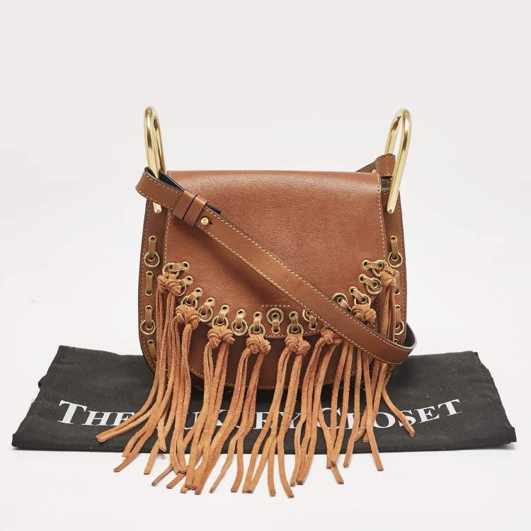 Pre Owned Chloe Brown Leather Small Hudson Fringe Shoulder Bag