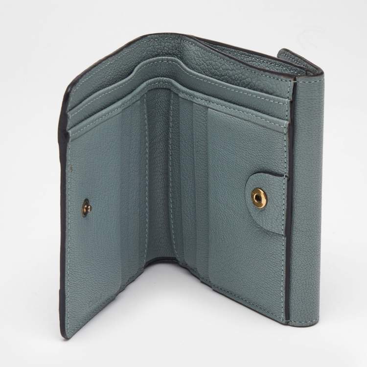 Pre Owned Chloe Light Blue Leather Elsie Compact Wallet
