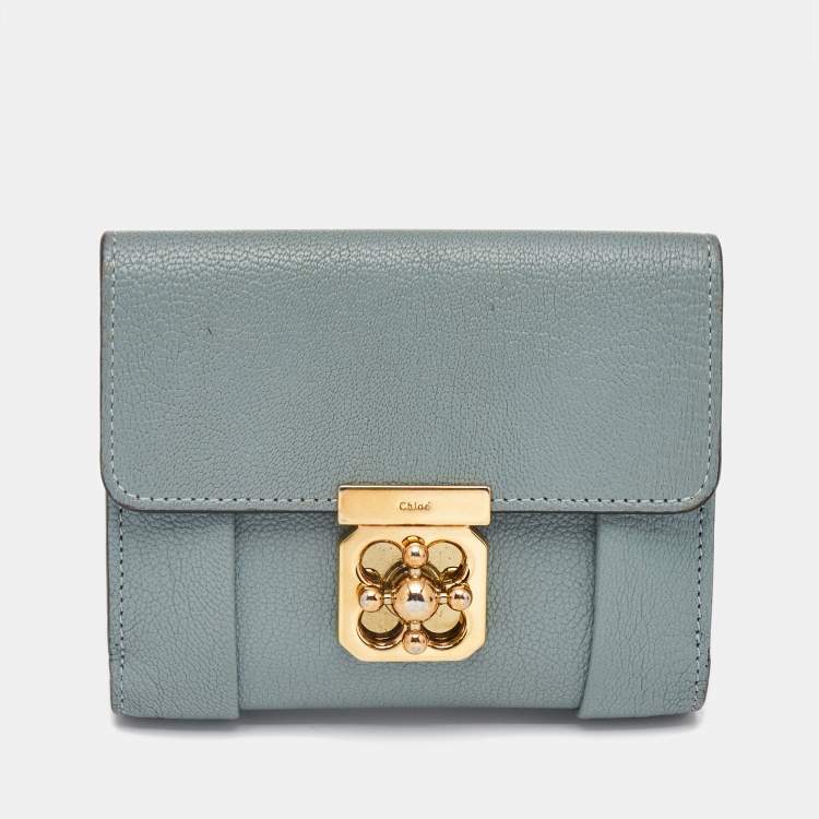 Pre Owned Chloe Light Blue Leather Elsie Compact Wallet