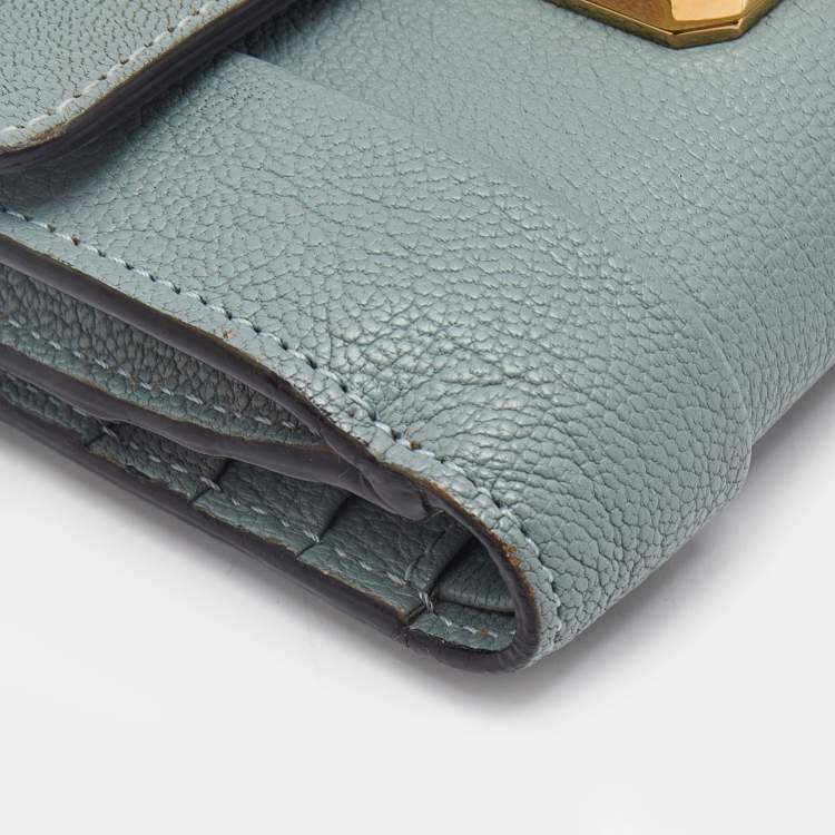 Pre Owned Chloe Light Blue Leather Elsie Compact Wallet