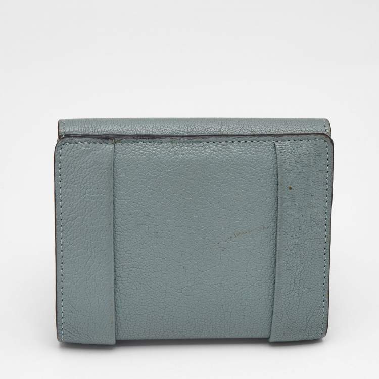 Pre Owned Chloe Light Blue Leather Elsie Compact Wallet