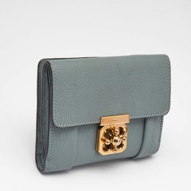 Pre Owned Chloe Light Blue Leather Elsie Compact Wallet