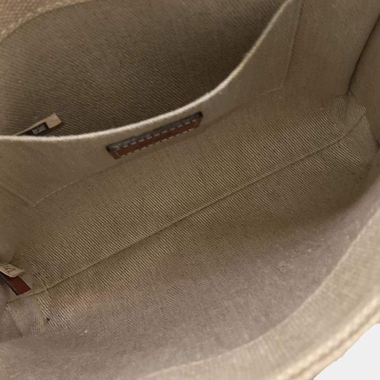 Pre Owned Chloe Beige Brown Fabric Woody Small Bag