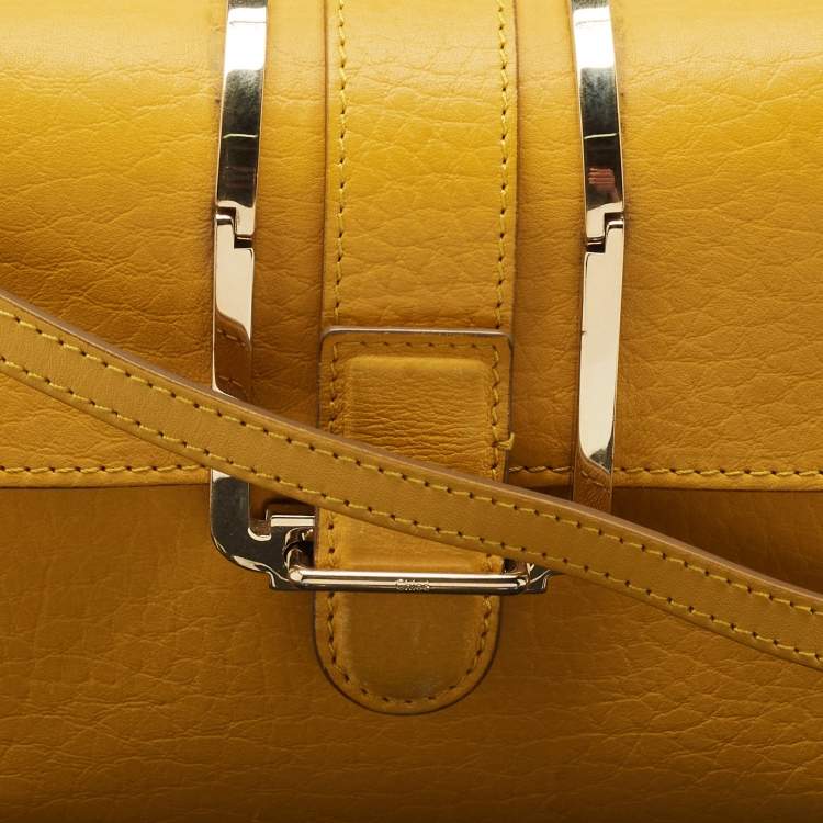 Pre Owned Chloe Yellow Leather Bronte Crossbody Bag