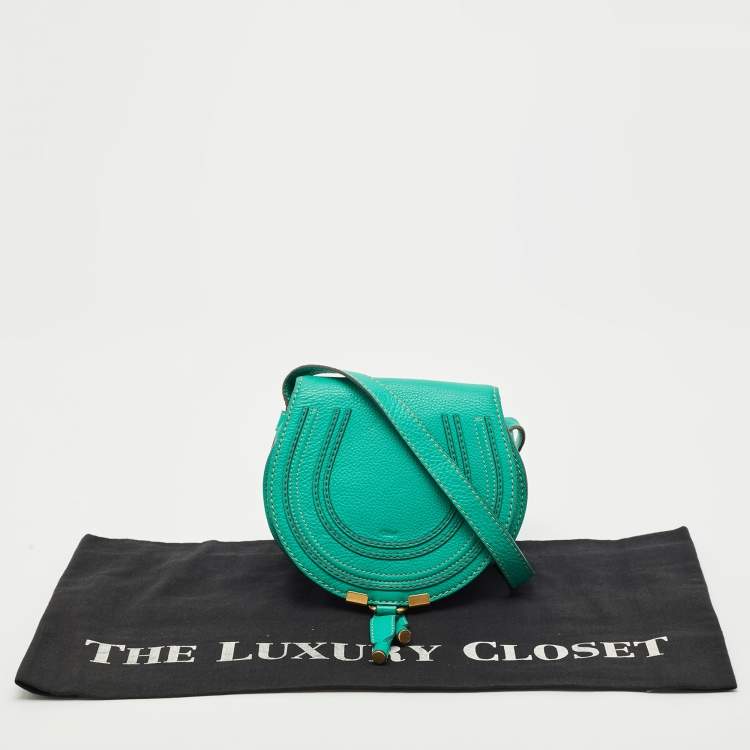 Pre Owned Chloe Light Green Leather Mini Marcie Crossbody Bag